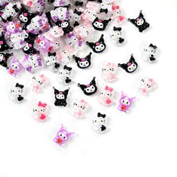 77 PCS Nail Charms, OWCATH Kawaii Nail Charms Slime Charms 3D Nail Art Charms Flatback Resin Charms, for Nail Art Decorations Supplies