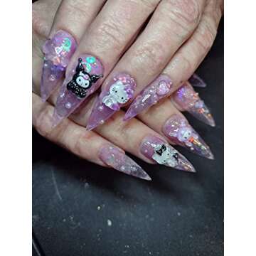 77 PCS Nail Charms, OWCATH Kawaii Nail Charms Slime Charms 3D Nail Art Charms Flatback Resin Charms, for Nail Art Decorations Supplies