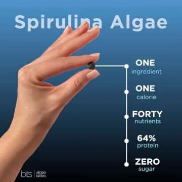 ENERGYBITS - Organic Spirulina Tablets - Plant-Based Algae Superfood - for Focus, Fitness, Energy - Plant Protein - Gluten Free - Collagen, Vitamin B12, Omega 3 - Keto & Vegan - 1000 Algae Tablets