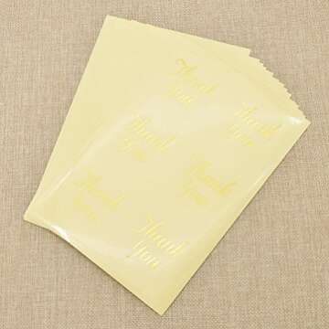 Golden Foil Thank You Stickers - 90 Pack for All Occasions