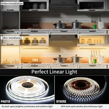 PAUTIX COB LED Strip Light White CCT Tunable 3200LEDs,CRI90+ 16.4ft/5m Dimmable 2700K-6500K 24V LED Tape Lights Kit with UL-Listed Power Supply,for Under Cabinet Bedroom Kitchen TV Mirror DIY Lighting