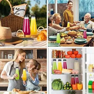 Moretoes 40pcs 12oz Juice Bottles with Caps for Juicing