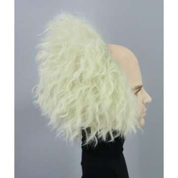 Topcosplay Unisex Light Green Bald Wig Short Fluffy Halloween Costume Party Wigs