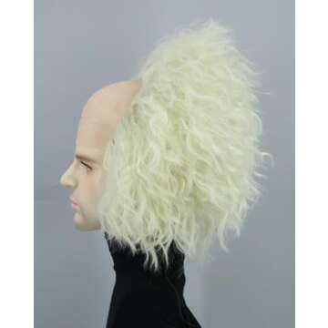 Topcosplay Unisex Light Green Bald Wig Short Fluffy Halloween Costume Party Wigs