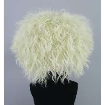 Topcosplay Unisex Light Green Bald Wig Short Fluffy Halloween Costume Party Wigs