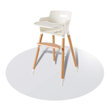 XL Baby Splat Mat for Under Highchair, Kids Room, Art Floor Cover, Food Spills. Easy to Clean, Child Safe. Ideal Under Pet Dish, Litter Box (Clear Round)