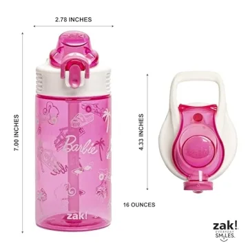 Barbie 16oz Water Bottle - Durable with Straw and Handle