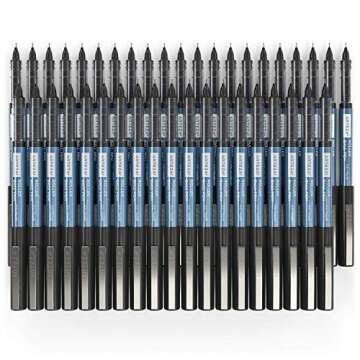 ARTEZA Rollerball Pens Fine Point, Set of 40 Black Liquid Ink, Extra Fine 0.5 mm Needle Tip Pen, Make Precise Lines