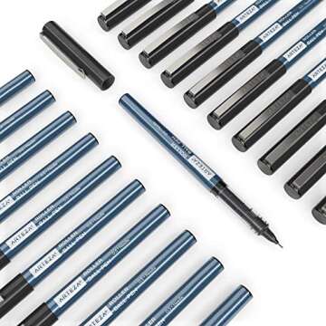 ARTEZA Rollerball Pens Fine Point, Set of 40 Black Liquid Ink, Extra Fine 0.5 mm Needle Tip Pen, Make Precise Lines