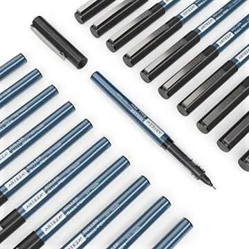 ARTEZA Rollerball Pens Fine Point, Set of 40 Black Liquid Ink, Extra Fine 0.5 mm Needle Tip Pen, Make Precise Lines