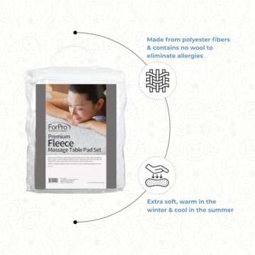 ForPro Premium Fleece Massage Pad Set, Hypoallergenic Comfort