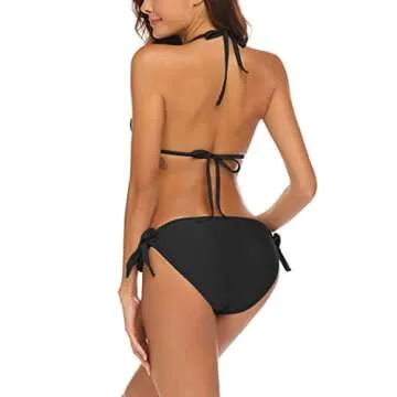 ELOVER Sexy One Piece Swimsuit Tummy Control Bathing Suit V-Neck Monokini Swimwear Black Small
