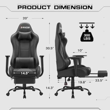 Homall Gaming Chair with Footrest & Massage Support