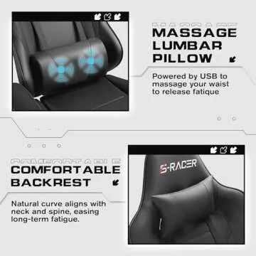 Homall Gaming Chair with Footrest & Massage Support