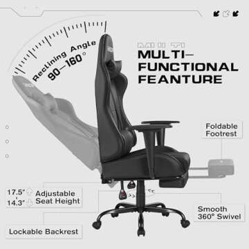 Homall Gaming Chair with Footrest & Massage Support