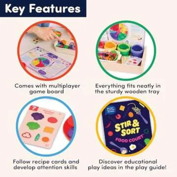 Battat Education – Play Food Set – Sorting Toy Food – Toddler Pretend Play Set – Fine Motor Food Toy – Learning Kitchen Toys - 3 Years + – Stir & Sort Food Court (102 Pcs)