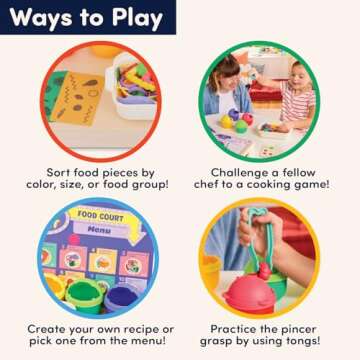Battat Education – Play Food Set – Sorting Toy Food – Toddler Pretend Play Set – Fine Motor Food Toy – Learning Kitchen Toys - 3 Years + – Stir & Sort Food Court (102 Pcs)