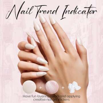 modelones Gel Nail Polish Kit with U V Light, 4 Colors Gel Mini Salon, Base&Top Coat and Stickers, Milky White Nude Pink Glitter Fall Manicure Set, DIY Home Nail Art Decoration Kit, Gift for Women