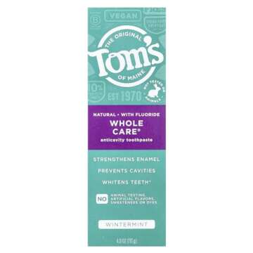 Tom's of Maine Whole Care Natural Toothpaste with Fluoride, Wintermint, 4 oz. (Packaging May Vary)