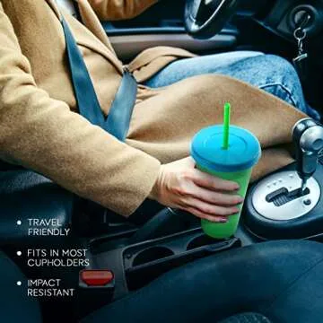 Sorority Shop Alpha Omicron Pi Color Changing Cups - Pack of 4 Reusable Cups with Lids and Straws, Alpha Omicron Pi Cup, Perfect Size 24 Oz Tumbler Cups, Mix and Match Lids With Cool Retro Design