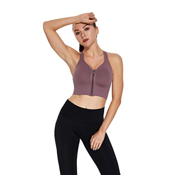 Siahk Women's Zip Front Sports Bra - Comfort & Support