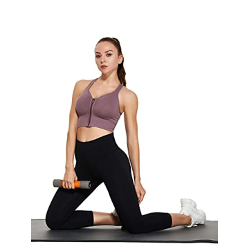 Siahk Women's Zip Front Sports Bra - Comfort & Support