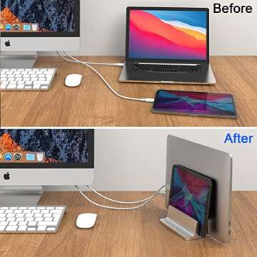 BULL-TECH New Vertical Laptop Stand, Adjustable 2 Slot Aluminum Desktop Holde(Up to 17.3 inch), Fits All MacBook/Microsoft Surface/HP/Dell/ChromeBook/iPad and Gaming Laptops (Silver)