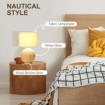 Nautical Inspired Table Lamp with Rattan Base