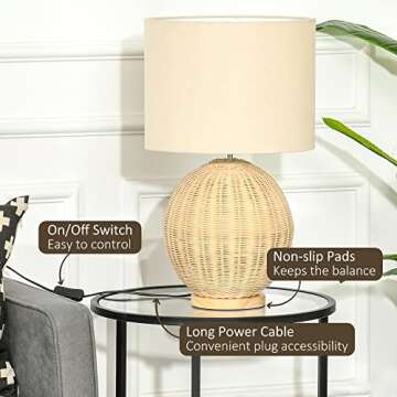 Nautical Inspired Table Lamp with Rattan Base