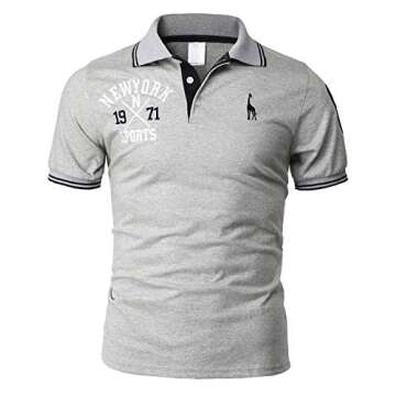 H2H Mens Casual Slim Fit Polo T-Shirts Basic Designed with Giraffe Embroidery Gray US XS/Asia M (KMTTS599)