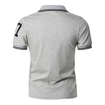 H2H Mens Casual Slim Fit Polo T-Shirts Basic Designed with Giraffe Embroidery Gray US XS/Asia M (KMTTS599)