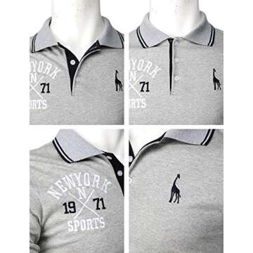 H2H Mens Casual Slim Fit Polo T-Shirts Basic Designed with Giraffe Embroidery Gray US XS/Asia M (KMTTS599)