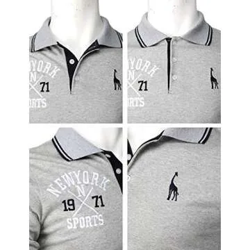 H2H Mens Casual Slim Fit Polo T-Shirts Basic Designed with Giraffe Embroidery Gray US XS/Asia M (KMTTS599)