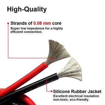 14 Gauge Silicone Wire Spool, 40 Feet - Ultra Flexible High Temp 600V 14 AWG Stranded Wire with 400 ...