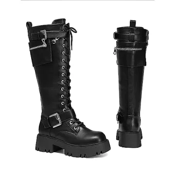 DREAM PAIRS Women's Combat Knee High Boots Stylish and Practical