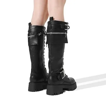 DREAM PAIRS Women's Combat Knee High Boots Stylish and Practical