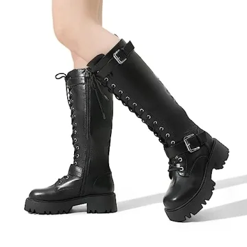 DREAM PAIRS Women's Combat Knee High Boots Stylish and Practical