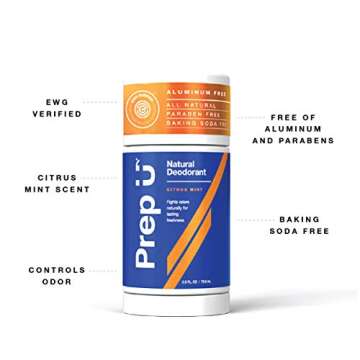 Prep U Natural Deodorant for Teens- Unisex - Aluminum Free, EWG Verified, Vegan Deodorant for Kids -...
