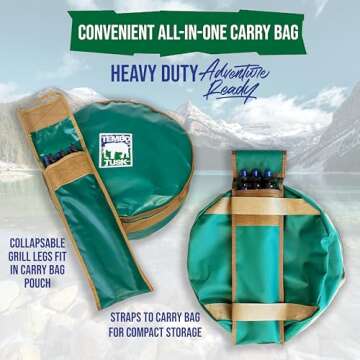 TEMBOTUSK The Original Skottle grill cooking system kit based on the South African braai pan or cowboy wok skillet style cooker, all packs in one carry bag.