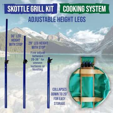 TEMBOTUSK The Original Skottle grill cooking system kit based on the South African braai pan or cowboy wok skillet style cooker, all packs in one carry bag.