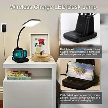 Sailstar Desk Lamp, LED Desk Lamps for Home Office, Wireless Charger Small Desk Lamp with Pen Holder...