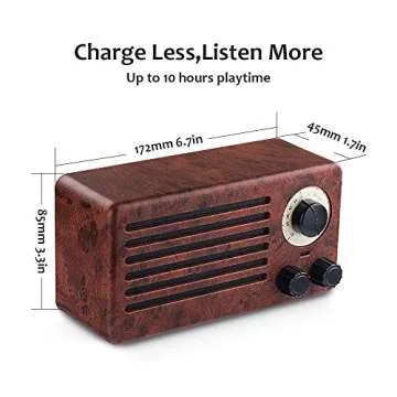 Retro Bluetooth Speakers, Dual 10W Classic Vintage Style Wireless with 10-Hour Playing Time, FM Radio, Built-in Mic, Handsfree Call, AUX Line, USB Flash Drive, Micro SD Card, HD Stereo Sound and Bass