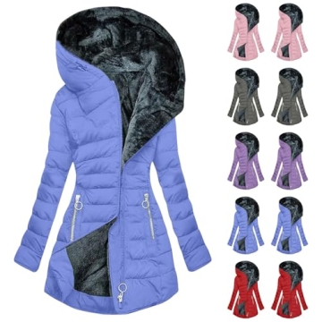 Women's Winter Puffer Coats Plus Size Hooded Thicken Fleece Lined Coats Jackets Warm Zipper Parka wi...