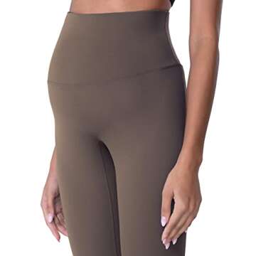 POSHDIVAH Women's Maternity Leggings Over The Belly Pregnancy Yoga Pants Active Wear Workout Leggings Brown Medium