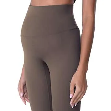 POSHDIVAH Women's Maternity Leggings Over The Belly Pregnancy Yoga Pants Active Wear Workout Leggings Brown Medium