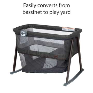 Safety 1st Slumber-and-Play Bassinet, Easily Converts from Bassinet to Play Yard, Smoked Pecan