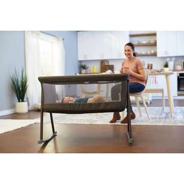 Safety 1st Slumber-and-Play Bassinet, Easily Converts from Bassinet to Play Yard, Smoked Pecan