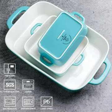 Ceramic Bakeware Set - 12.8x8.9 Inches Turquoise