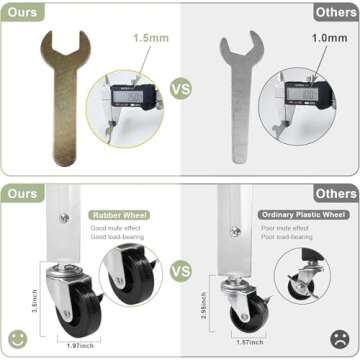 DEANIC 3 Tier Foldable Storage Shelves with Wheels, Large Capacity Shelving Unit, Freestanding Metal Wire Shelf Rack, No Assembly Organizer Rack for Garage Kitchen, Basement, Pantry(White)