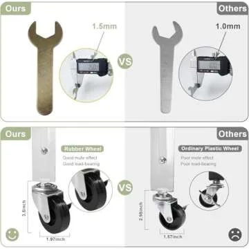 DEANIC 3 Tier Foldable Storage Shelves with Wheels, Large Capacity Shelving Unit, Freestanding Metal Wire Shelf Rack, No Assembly Organizer Rack for Garage Kitchen, Basement, Pantry(White)